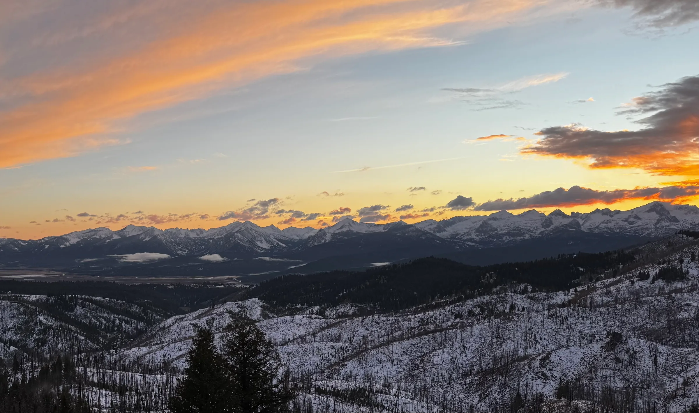 Sunset over the Sawtooth Mountains near Idaho's Treasure Valley