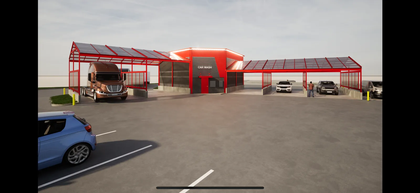 Architectural rendering of Mr Clean Car & Truck Wash, planned for Nampa, Idaho